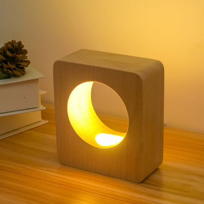 Solid Wood Tree Hole USB Rechargeable Lamp