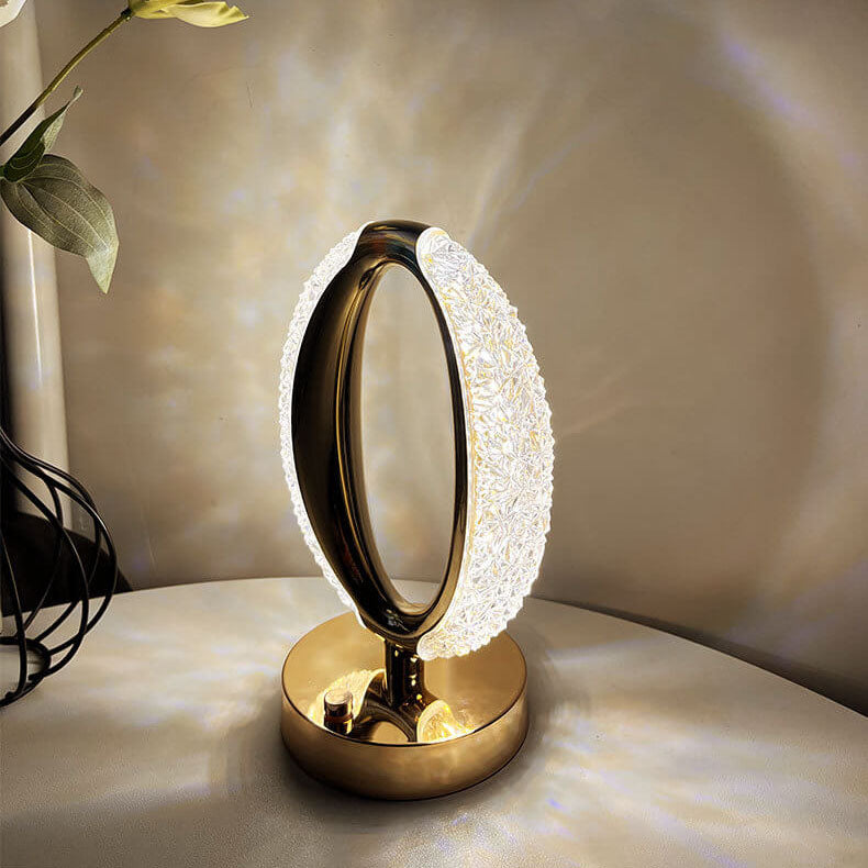 Modern Creative Ring Crystal Acrylic LED Touch Table Lamp