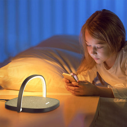 Round Flat Panel Wireless Charging LED Night Light Table Lamp