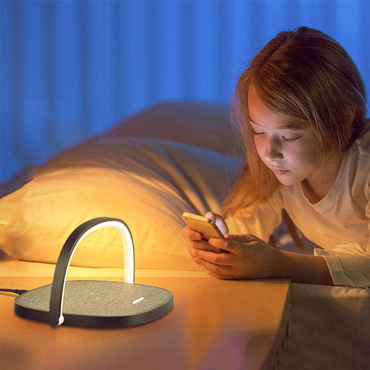 Round Flat Panel Wireless Charging LED Night Light Table Lamp