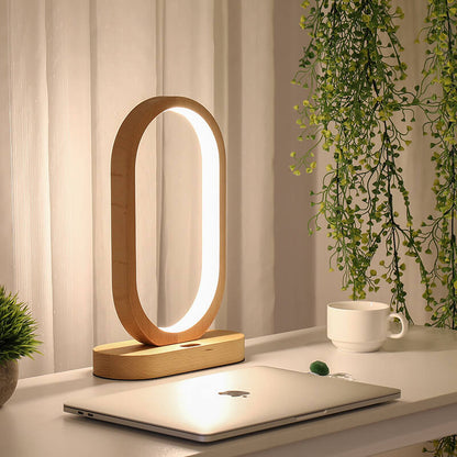 Nordic Ring Wooden LED Sensor Dimming USB Power Table Lamp