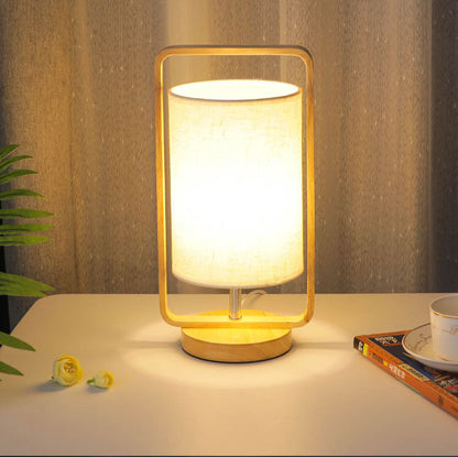 Modern Minimalist Wood Cloth Portable LED Night Light Table Lamp