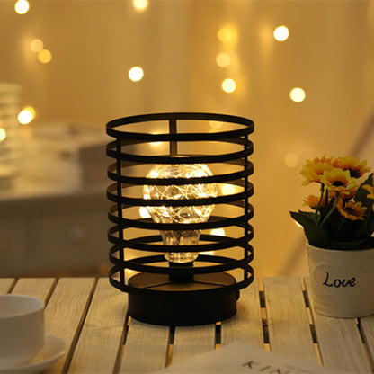 Simple Round Column Iron LED Battery Night Light