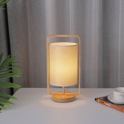 Modern Minimalist Wood Cloth Portable LED Night Light Table Lamp