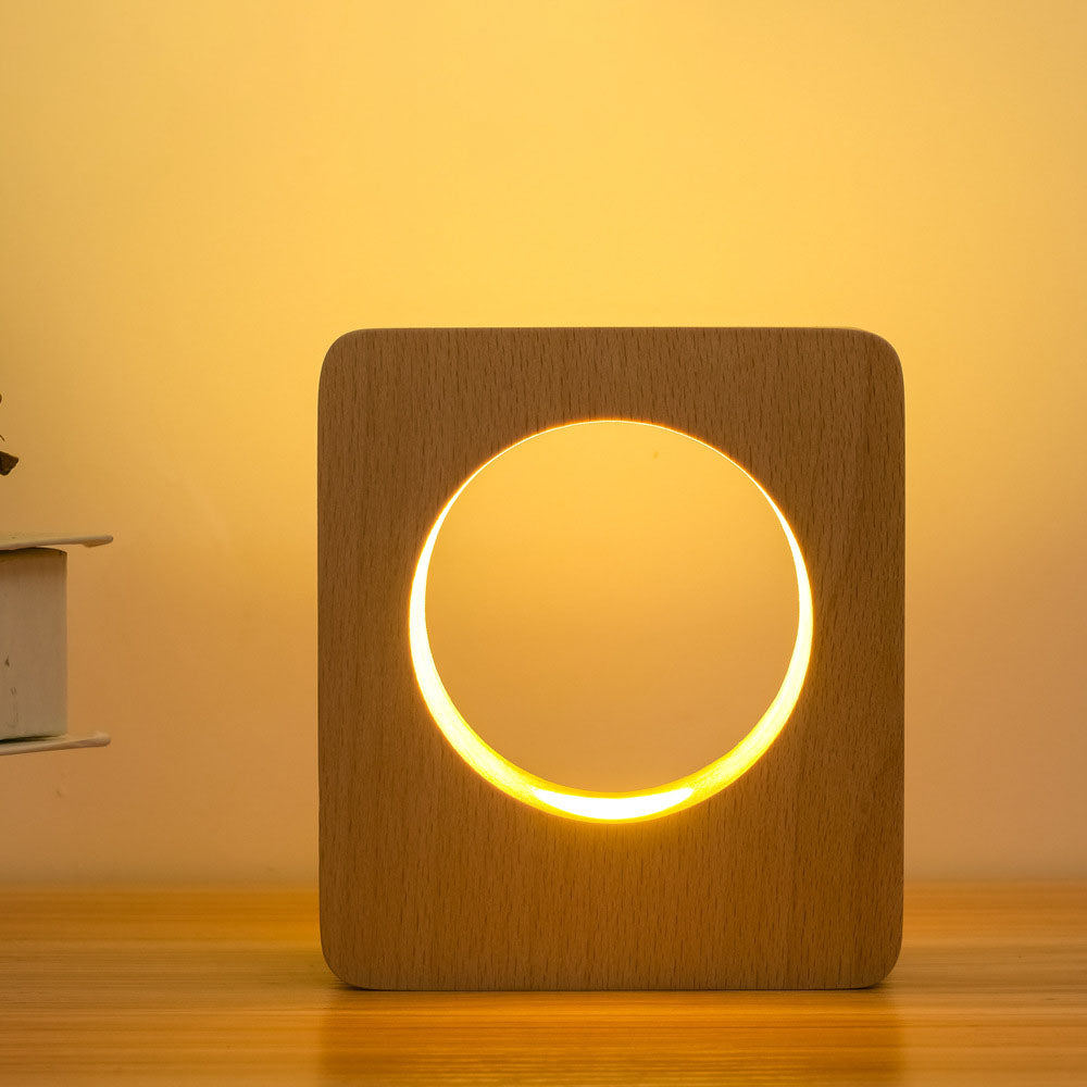 Solid Wood Tree Hole USB Rechargeable Lamp