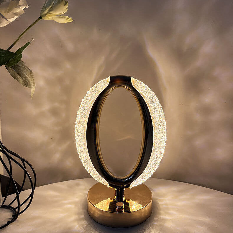 Modern Creative Ring Crystal Acrylic LED Touch Table Lamp