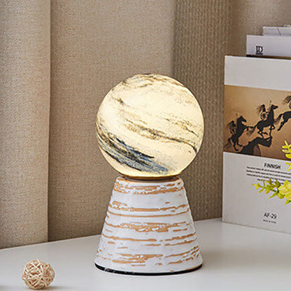 Modern Creative Orb Moon Ceramic Glass USB LED Night Light Table Lamp