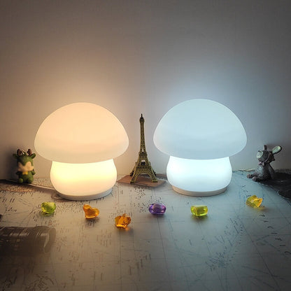 Modern Mushroom Pure White Silicone Pat LED Night Light Table Lamp