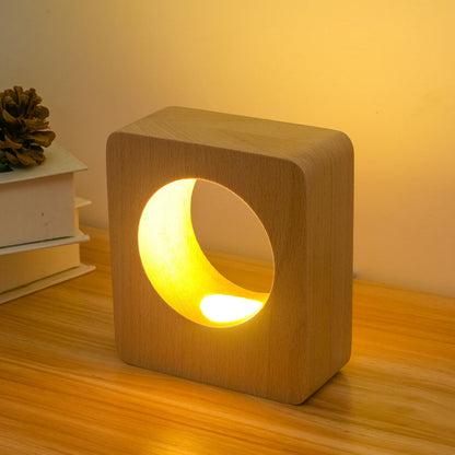 Solid Wood Tree Hole USB Rechargeable Lamp