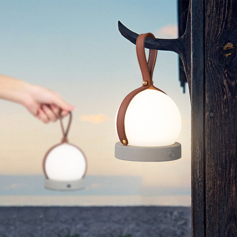 Portable Faux Leather LED Spherical Night Light