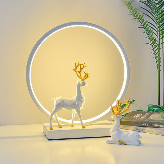 Nordic USB Dimmable Circle Deer LED Night Light Lamp