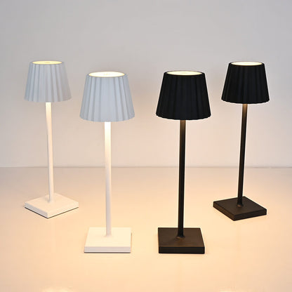 Minimalist Aluminum Pleated Cone LED Touch USB Table Lamp