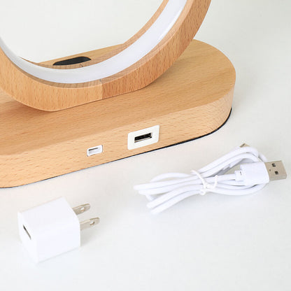 Nordic Ring Wooden LED Sensor Dimming USB Power Table Lamp