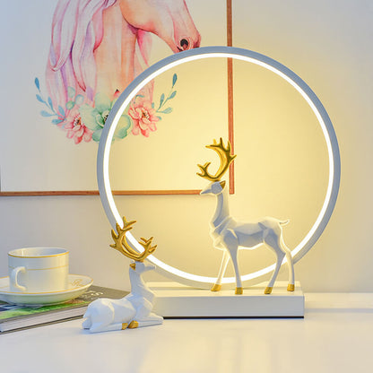 Nordic USB Dimmable Circle Deer LED Night Light Lamp