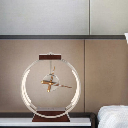 Modern Luxury Clock Design Wireless Charging LED Touch Table Lamp