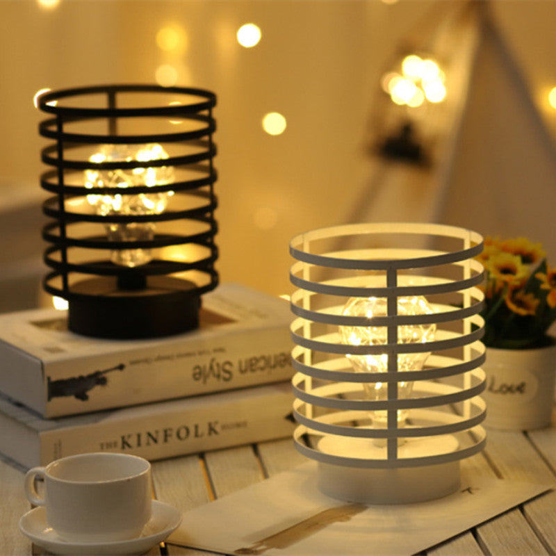 Simple Round Column Iron LED Battery Night Light