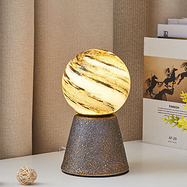 Modern Creative Orb Moon Ceramic Glass USB LED Night Light Table Lamp