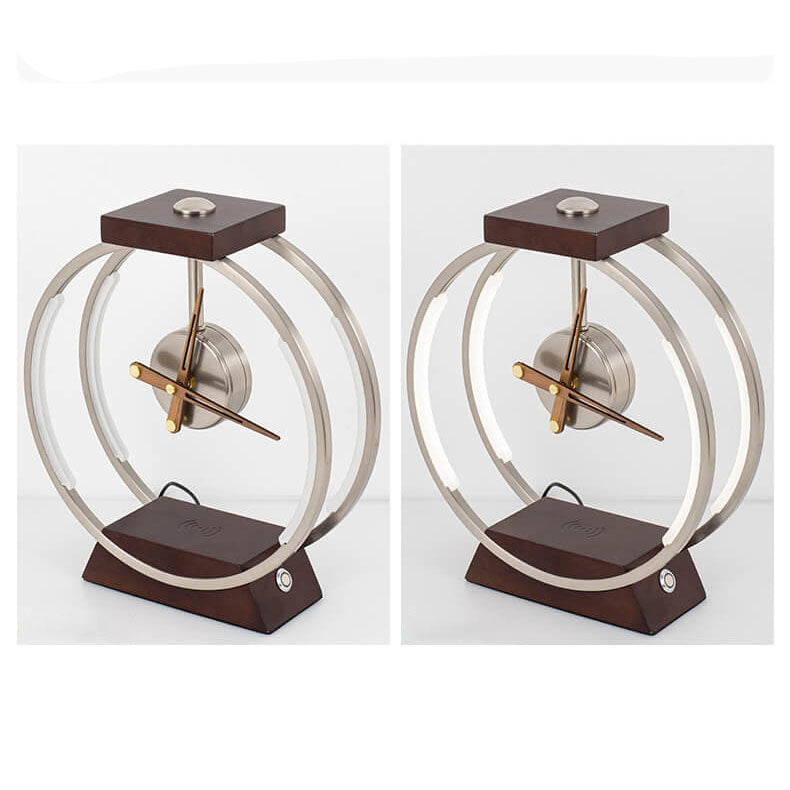 Modern Luxury Clock Design Wireless Charging LED Touch Table Lamp