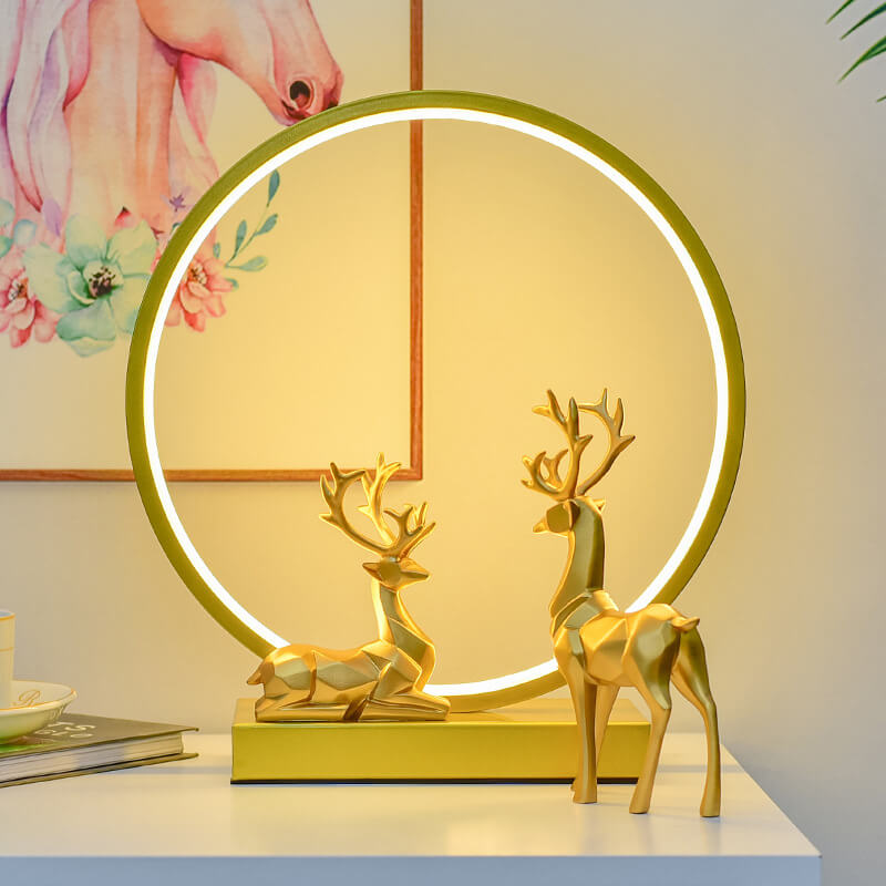 Nordic USB Dimmable Circle Deer LED Night Light Lamp