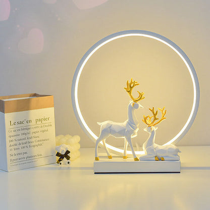 Nordic USB Dimmable Circle Deer LED Night Light Lamp