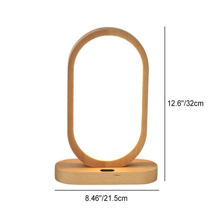 Nordic Ring Wooden LED Sensor Dimming USB Power Table Lamp