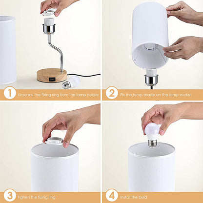 Wireless Charging Touch Dimmable Wooden Base Lamp