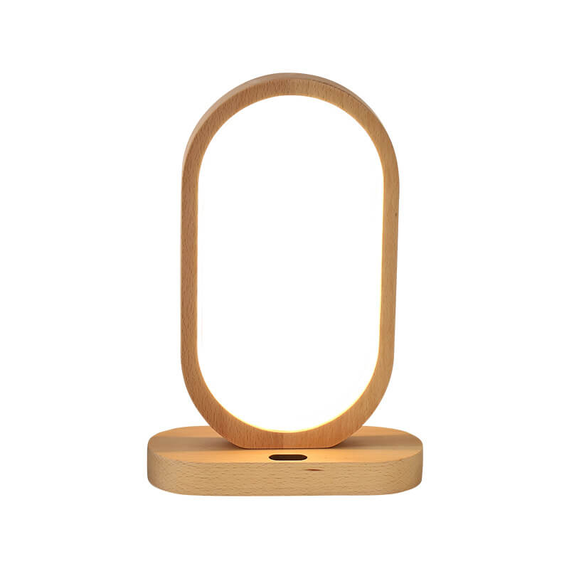 Nordic Ring Wooden LED Sensor Dimming USB Power Table Lamp