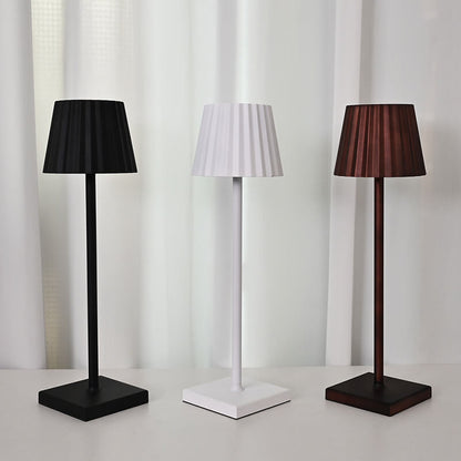 Minimalist Aluminum Pleated Cone LED Touch USB Table Lamp