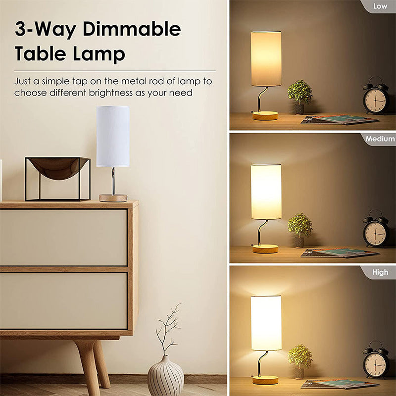 Wireless Charging Touch Dimmable Wooden Base Lamp