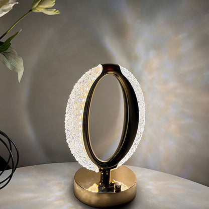 Modern Creative Ring Crystal Acrylic LED Touch Table Lamp