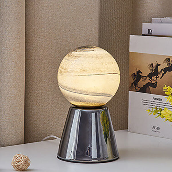 Modern Creative Orb Moon Ceramic Glass USB LED Night Light Table Lamp