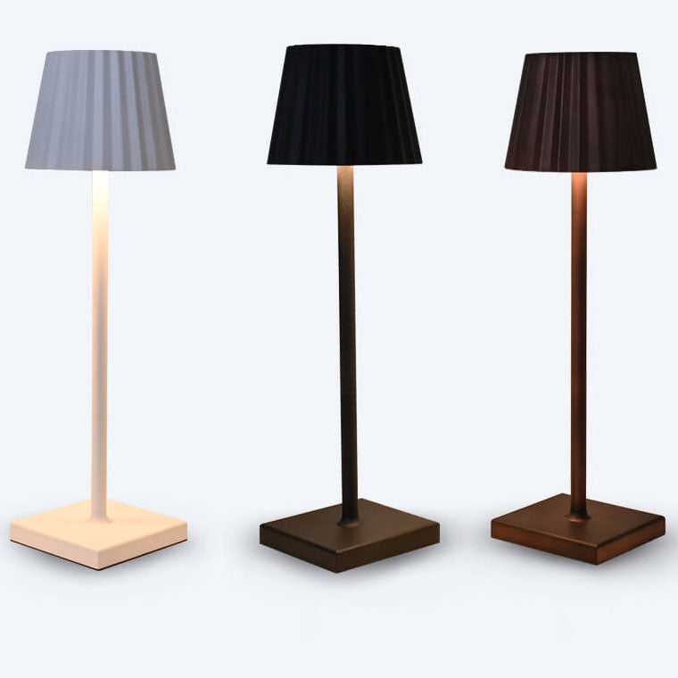 Minimalist Aluminum Pleated Cone LED Touch USB Table Lamp