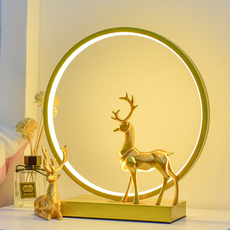 Nordic USB Dimmable Circle Deer LED Night Light Lamp