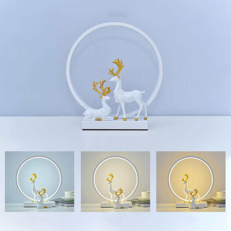 Nordic USB Dimmable Circle Deer LED Night Light Lamp