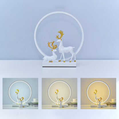 Nordic USB Dimmable Circle Deer LED Night Light Lamp