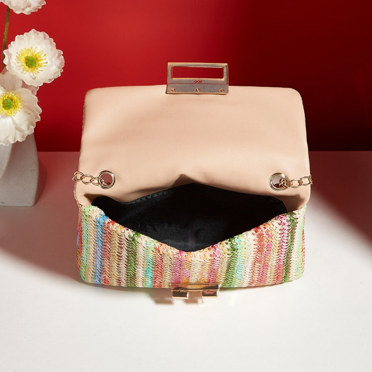 Straw Crossbody Small Square Bag