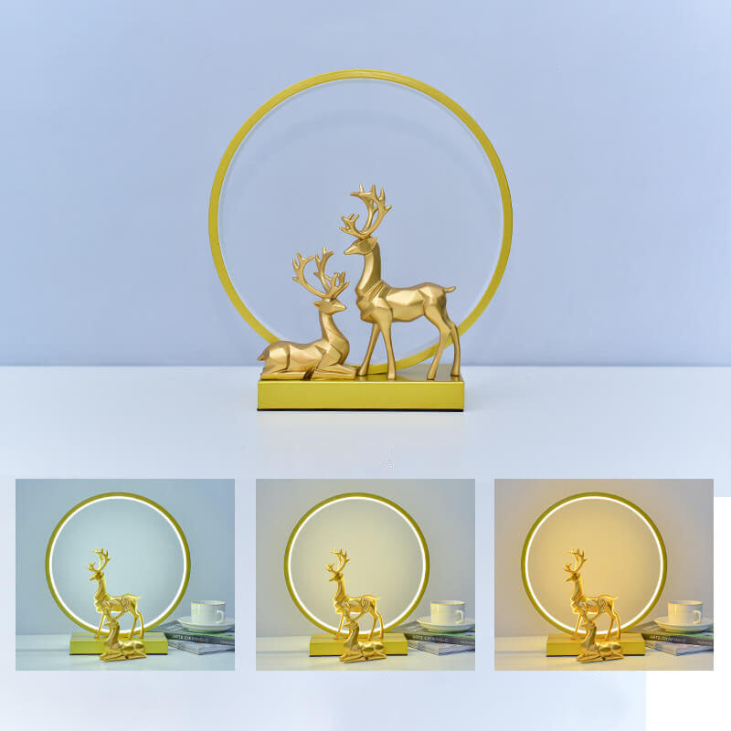 Nordic USB Dimmable Circle Deer LED Night Light Lamp