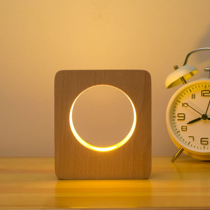 Solid Wood Tree Hole USB Rechargeable Lamp