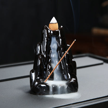 Backflow Incense Holder Black Handmade Ceramics