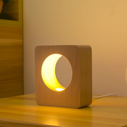 Solid Wood Tree Hole USB Rechargeable Lamp