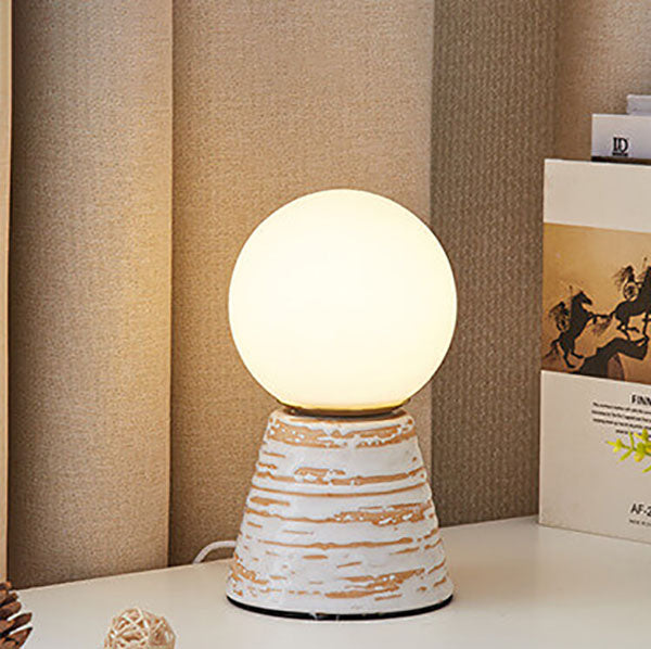 Modern Creative Orb Moon Ceramic Glass USB LED Night Light Table Lamp