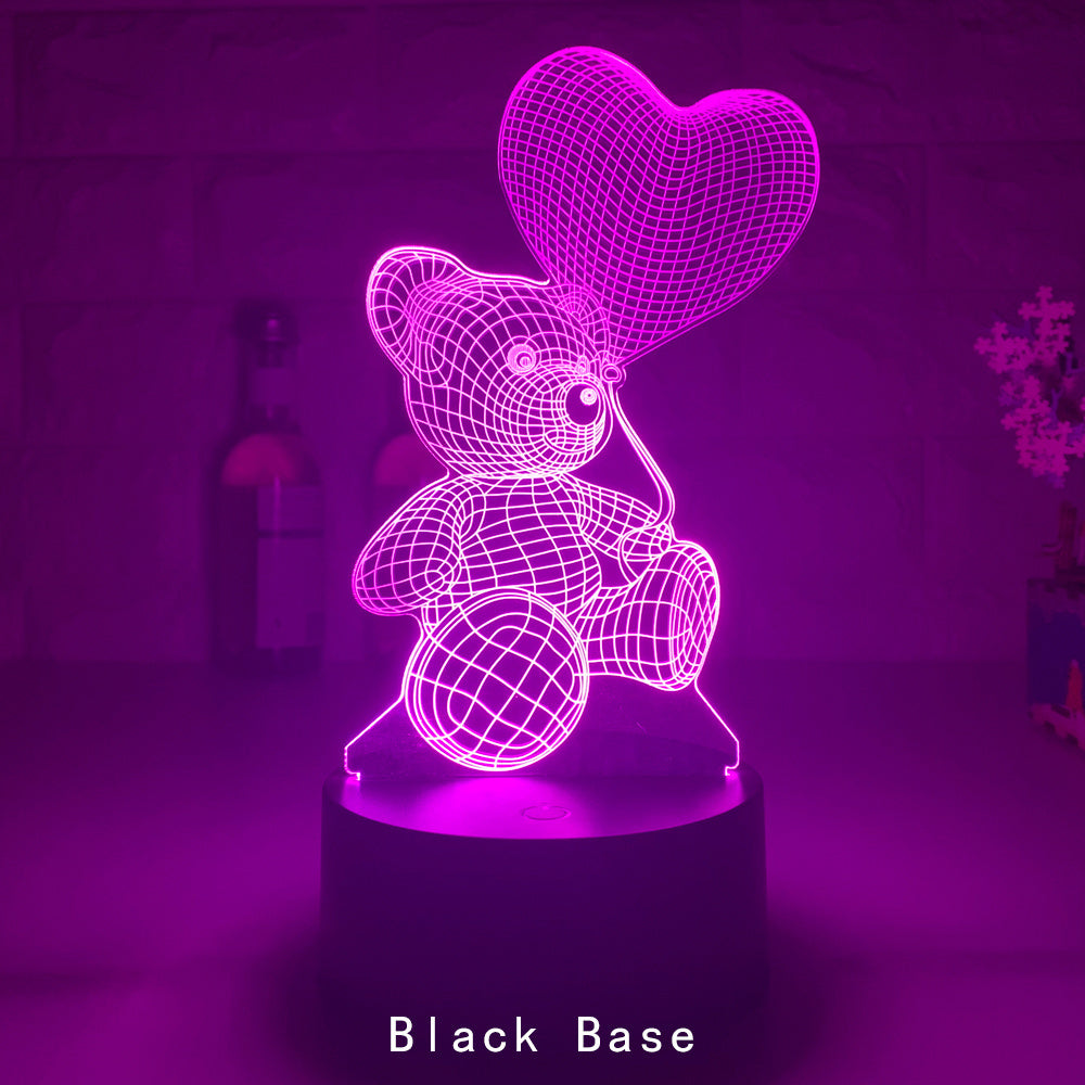 3D Heart Bear USB LED Night Light