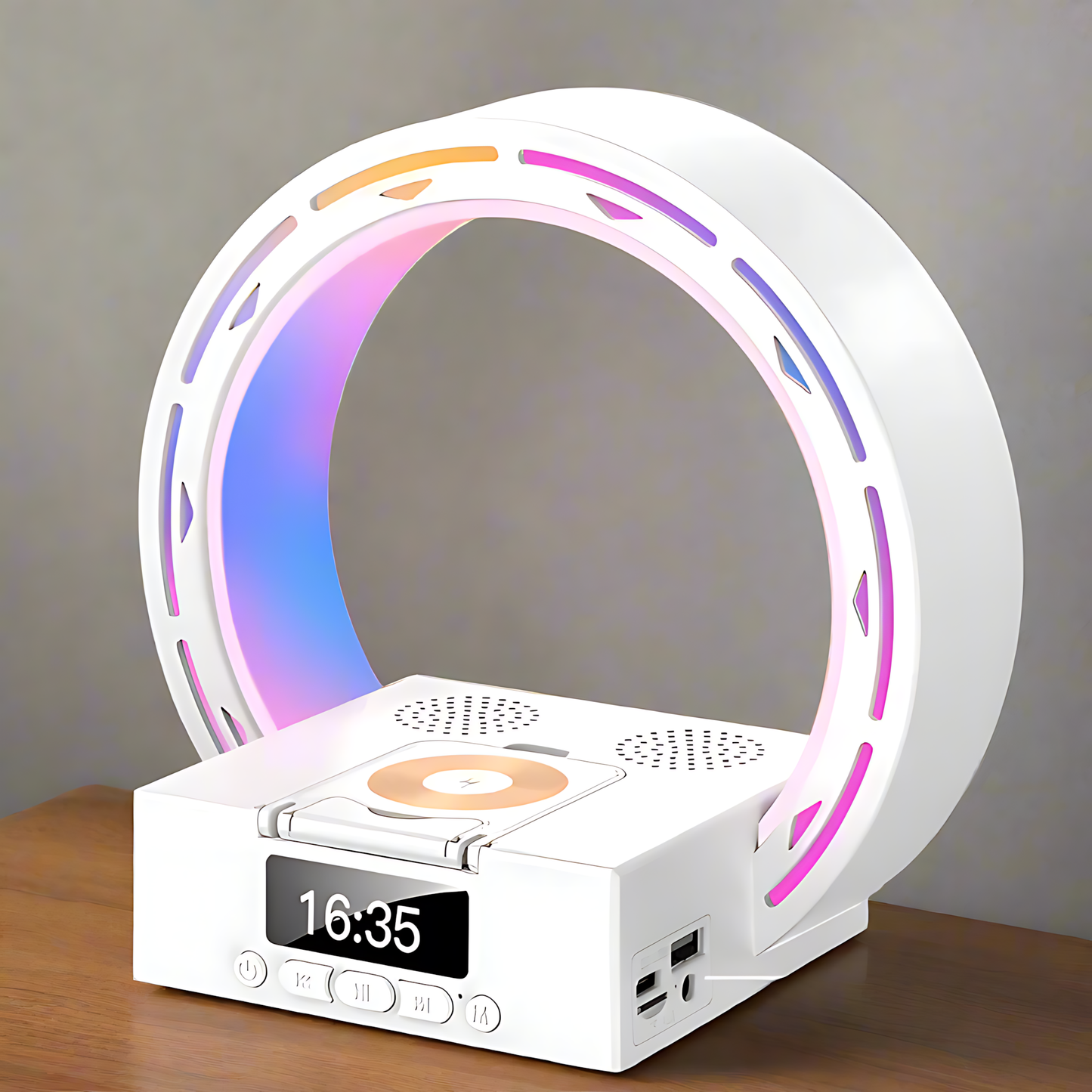 4-in-1 Bluetooth Speaker Lamp with Charging Pad and Alarm Clock