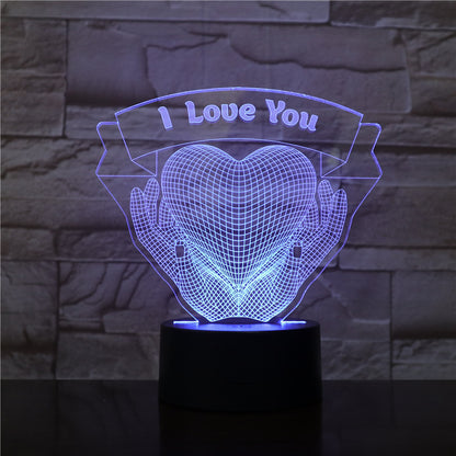 Hands Holding Heart 3D LED Love Night Light Gift