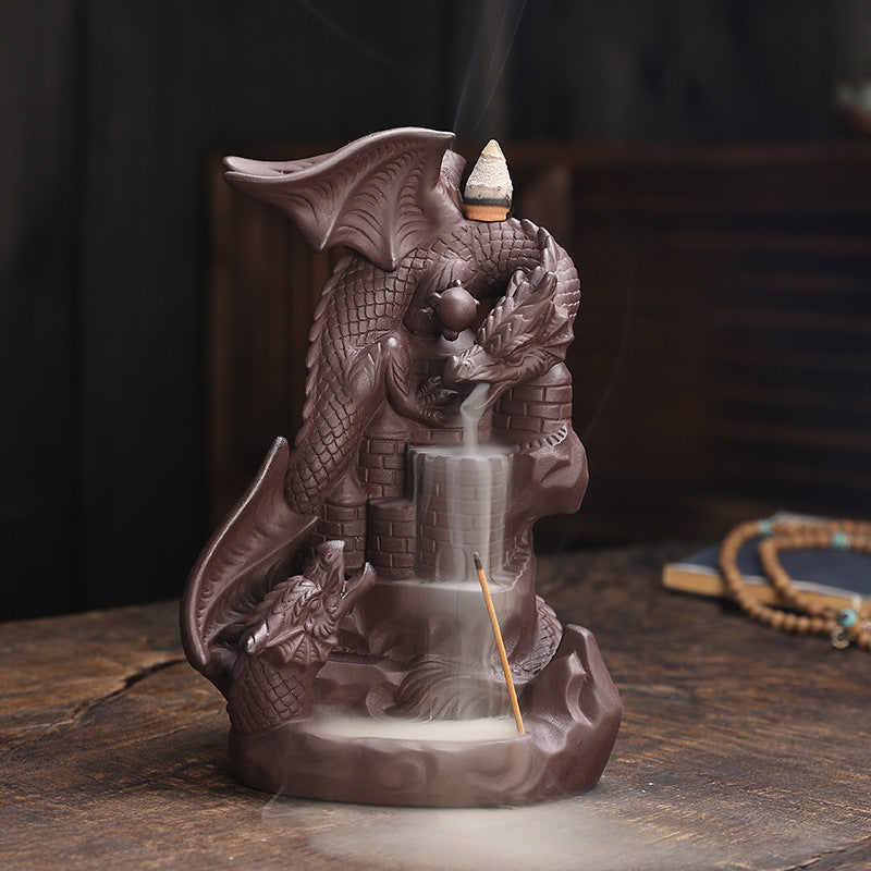 Nordic  Purple Sand Pterodactyl Backflow Incense Burner Waterfall