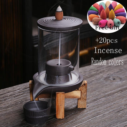 Handmade Purple Sand Waterfall Backflow Incense Burner