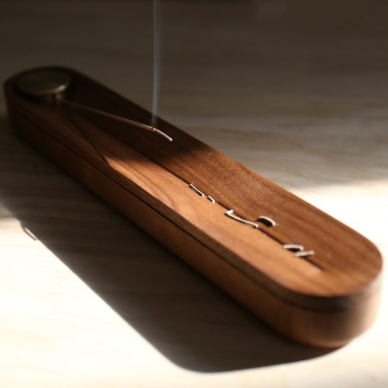 Black Walnut Wood Zen Incense Box