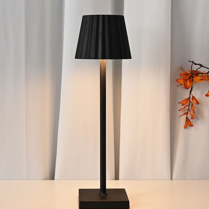 Minimalist Aluminum Pleated Cone LED Touch USB Table Lamp