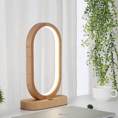 Nordic Ring Wooden LED Sensor Dimming USB Power Table Lamp