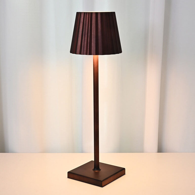 Minimalist Aluminum Pleated Cone LED Touch USB Table Lamp